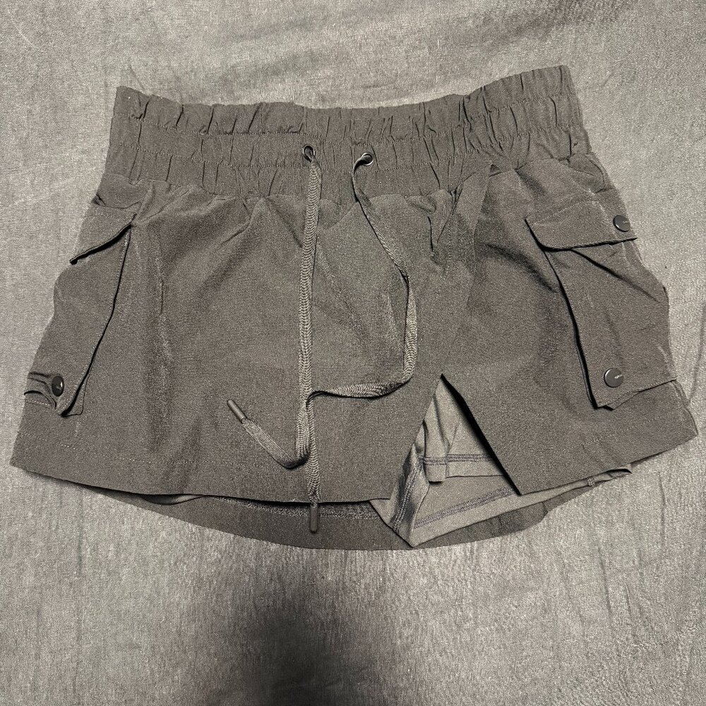 Popflex Active Hiking Superskort Med Black Cargo Pockets Athletic Skort Shorts